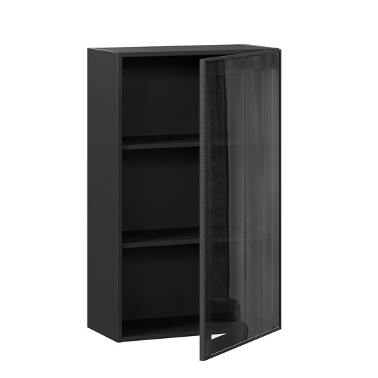 Кухонный шкаф высокий со стеклом 600 Индиго ЛД 298.450.000.170, Чёрный/Чёрный в Чите - изображение 1