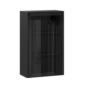 Кухонный шкаф высокий со стеклом 600 Индиго ЛД 298.450.000.170, Чёрный/Чёрный в Чите