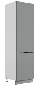 Шкаф-пенал Стоун L600 под холодильник (2 дв.гл.) (белый/оникс софттач) в Чите