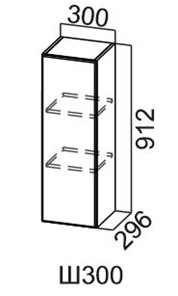 Кухонный навесной шкаф Модус, Ш300/912, цемент темный в Чите