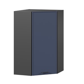 Угловой настенный шкаф высокий Индиго ЛД 298.620.000.159, Чёрный/Тёмно-синий в Чите