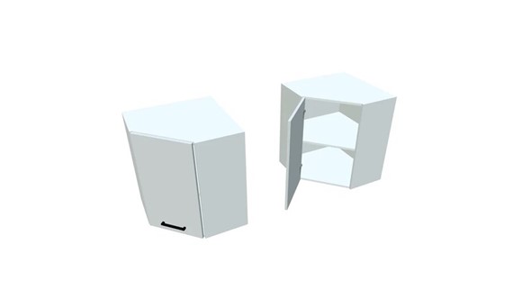 Навесной угловой шкаф ВУ7, Белое гладкое Ламарти/Белый в Чите - изображение
