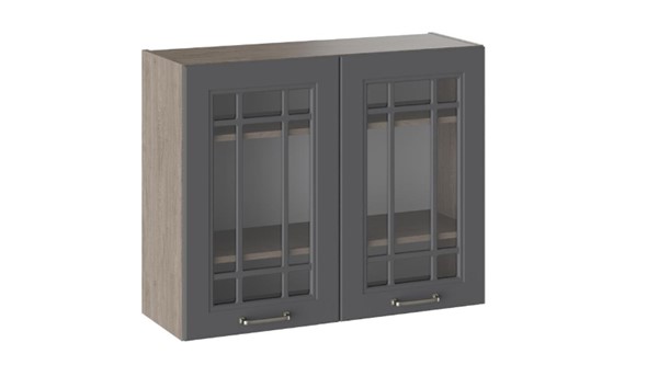Шкаф кухонный Одри со стеклом В_72-90_2ДРс (Серый) в Чите - изображение