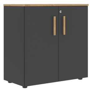 Низкий шкаф с малыми дверцами широкий FORTA Графит-Дуб Гамильтон  FLC 80.1(Z) (798х404х801) в Чите