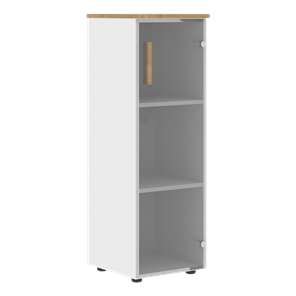 Средний шкаф колонна со стеклянной правой дверью FORTA Белый-Дуб Гамильтон FMC 40.2 (R) (399х404х801) в Чите