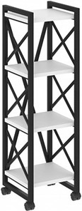 Стеллаж подкатной Loft VR.L-MST.K-4.4, Белый/Черный металл в Чите