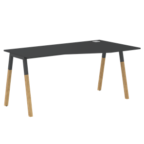 Письменный стол правый FORTA Черный Графит-Черный Графит-Бук FCT 1567  (R) (1580х900(670)х733) в Чите