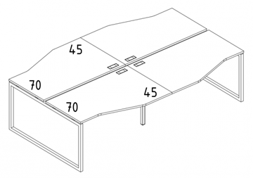 Рабочая станция столы (4х120) Техно на металлокаркасе QUATTRO А4, 240x184x75 белый премиум / металлокаркас белый А4 Б4 189-2 БП в Чите
