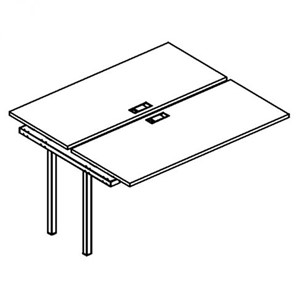 Секция стола рабочей станции на металлокаркасе QUATTRO (2х120) А4, (120x124x75) белый премиум / металлокаркас белый, А4 Б4 170-1 БП в Чите