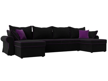 Большой П-образный диван Элис, Черный (микровельвет) в Чите
