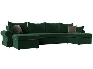 Большой П-образный диван Элис, Зеленый (велюр) в Чите