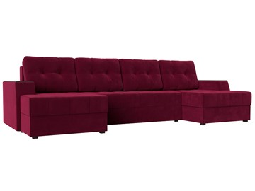 Большой П-образный диван Эмир, Бордовый (Микровельвет) боннель в Чите