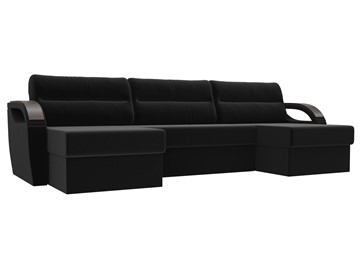 П-образный диван Форсайт, Черный (микровельвет) в Чите