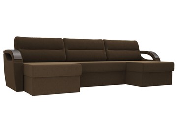 Большой П-образный диван Форсайт, Коричневый (микровельвет) в Чите