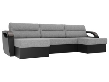 П-образный диван Форсайт, Серый/Черный (рогожка/экокожа) в Чите