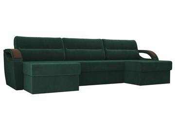 Большой П-образный диван Форсайт, Зеленый (велюр) в Чите