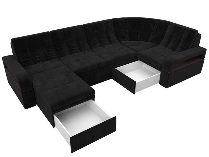 П-образный диван Лига-035, Черный (велюр) в Чите - изображение 2