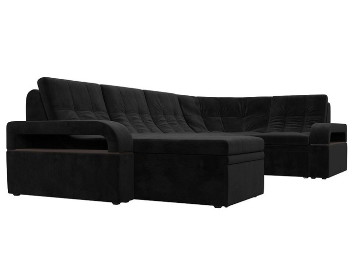 П-образный диван Лига-035, Черный (велюр) в Чите - изображение 5