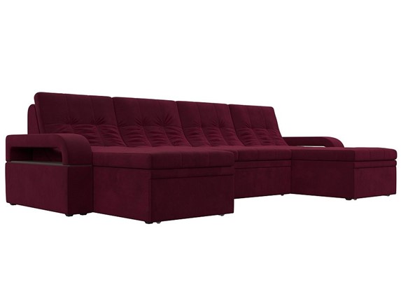 П-образный диван Лига-035 мини, Бордовый (микровельвет) в Чите - изображение