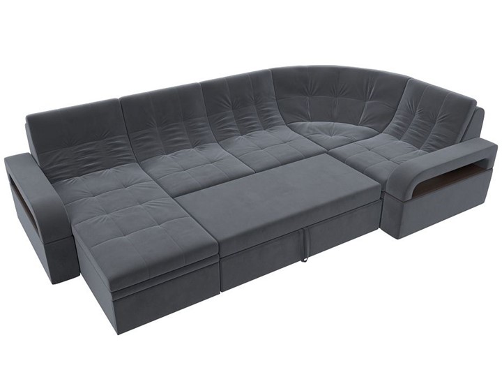 П-образный диван Лига-035, Серый (велюр) в Чите - изображение 1