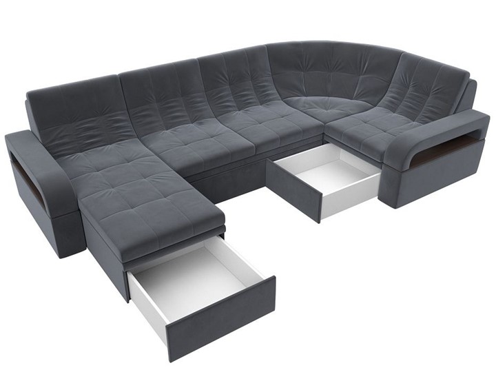 П-образный диван Лига-035, Серый (велюр) в Чите - изображение 2