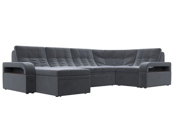 П-образный диван Лига-035, Серый (велюр) в Чите - изображение