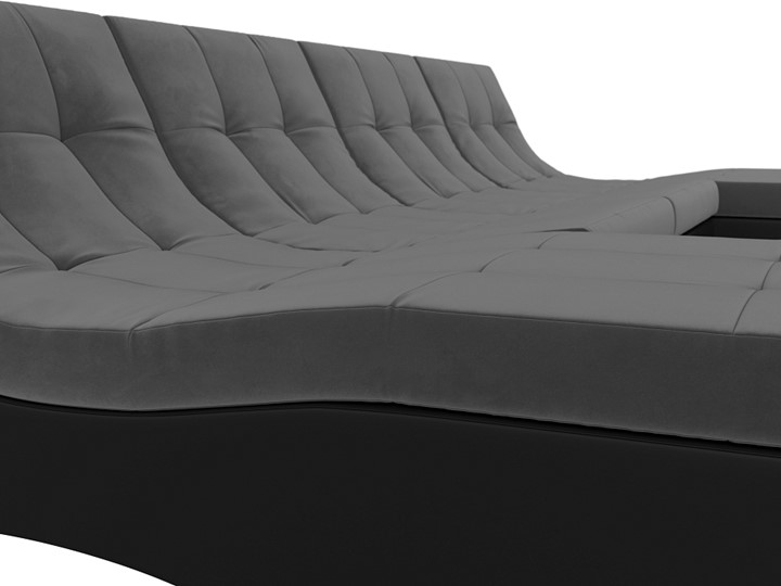 П-образный диван Монреаль, Серый\Черный (Велюр\Экокожа) в Чите - изображение 3
