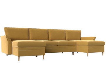 Большой П-образный диван София, Желтый (Микровельвет) в Чите