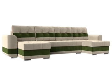 П-образный диван Честер, Бежевый/зеленый (вельвет) в Чите