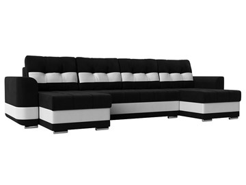 П-образный диван Честер, Черный/белый (вельвет/экокожа) в Чите
