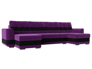 П-образный диван Честер, Фиолетовый/черный (вельвет) в Чите