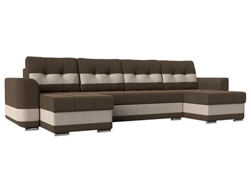 П-образный диван Честер, коричневый/бежевый (рогожка) в Чите