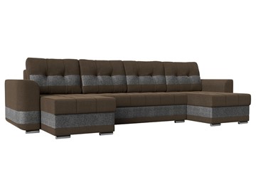 П-образный диван Честер, Коричневый/серый (рогожка) в Чите