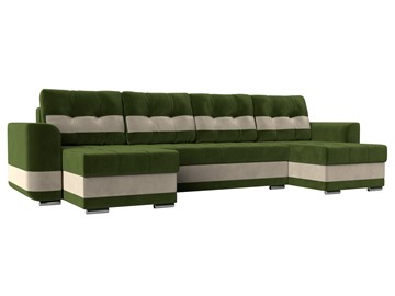 П-образный диван Честер, Зеленый/бежевый (вельвет) в Чите