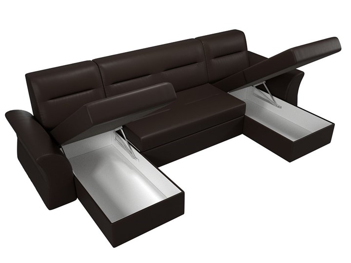 Большой П-образный диван Клайд, Коричневый (Экокожа) в Чите - изображение 2