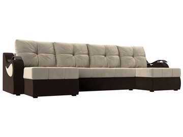 П-образный диван Меркурий П, Бежевый/коричневый (вельвет) в Чите
