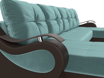 П-образный диван Меркурий П, Бирюзовый\Коричневый (Велюр\Экокожа) в Чите - предосмотр 4