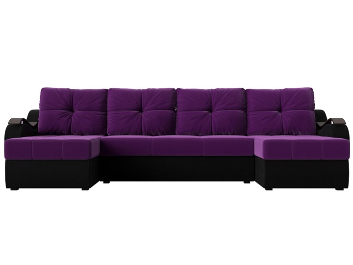 П-образный диван Меркурий П, Фиолетовый/черный (вельвет) в Чите - изображение 1