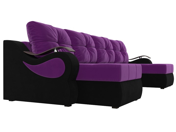 П-образный диван Меркурий П, Фиолетовый/черный (вельвет) в Чите - изображение 2