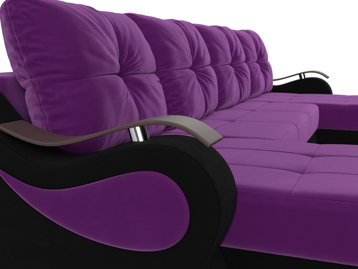 П-образный диван Меркурий П, Фиолетовый/черный (вельвет) в Чите - изображение 3