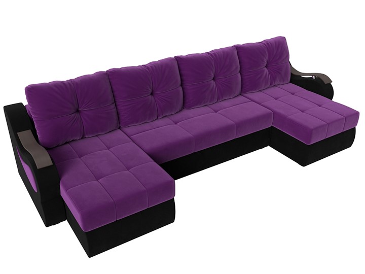 П-образный диван Меркурий П, Фиолетовый/черный (вельвет) в Чите - изображение 4