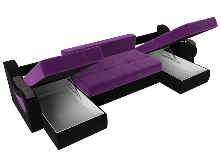 П-образный диван Меркурий П, Фиолетовый/черный (вельвет) в Чите - изображение 6