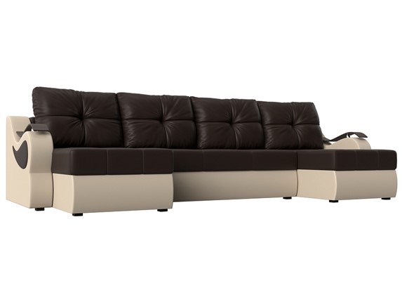 П-образный диван Меркурий П, Коричневый/бежевый (экокожа) в Чите - изображение