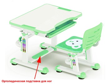 Растущая парта и стул Mealux BD-08 Teddy, green, зеленая в Чите - предосмотр