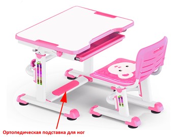 Парта растущая + стул Mealux BD-08 Teddy, pink, розовая в Чите