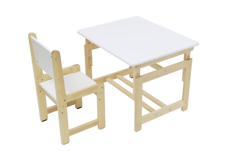 Комплект детской мебели POLINI Kids ECO 400 SM 68Х55 Белый / Натуральный в Чите - изображение 2
