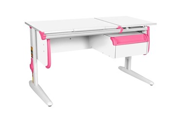 Детский стол-трансформер 1/75-40 (СУТ.25) + Tumba 1 Белый/Белый/розовый в Чите