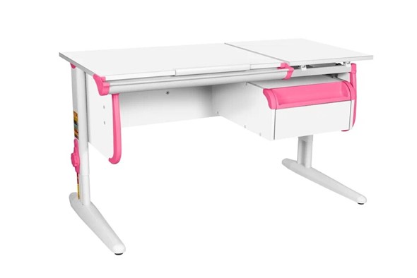 Детский стол-трансформер 1/75-40 (СУТ.25) + Tumba 1 Белый/Белый/розовый в Чите - изображение
