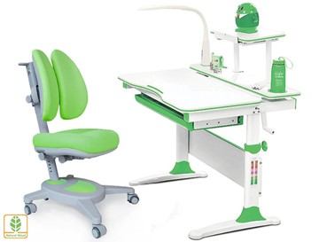 Растущая парта + стул Комплект Mealux EVO Evo-30 Z (арт. Evo-30 Z + Y-115 KZ), серый, зеленый в Чите