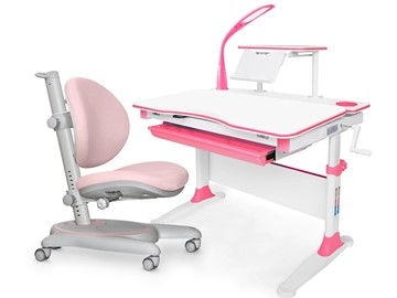 Растущая парта + стул Комплект Mealux EVO Evo-30 PN (арт. Evo-30 PN + Y-508 KP), серый, розовый в Чите